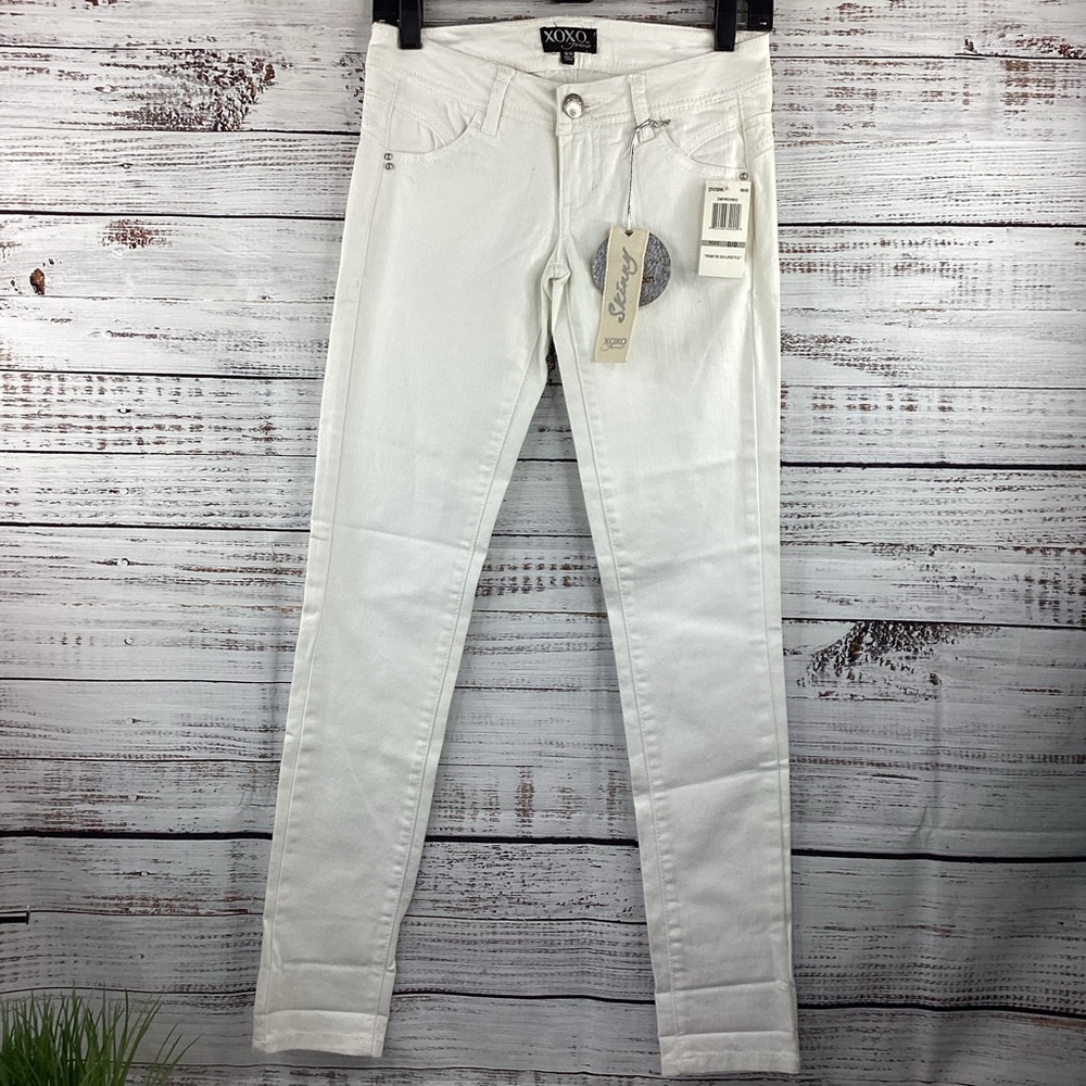 VINTAGE XOXO JEANS SIZE 00 WHITE SKINNY‎ PANTS NWT